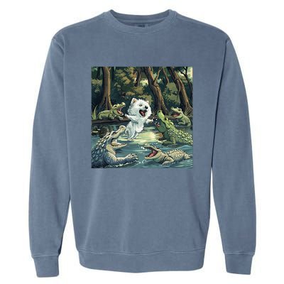 American Eskimo Alligator Fight Garment-Dyed Sweatshirt