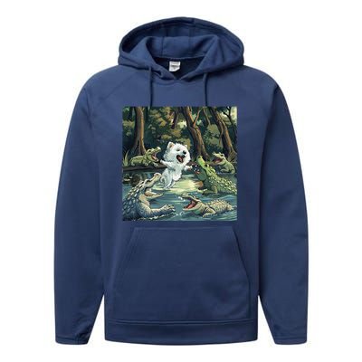 American Eskimo Alligator Fight Performance Fleece Hoodie