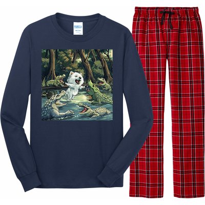 American Eskimo Alligator Fight Long Sleeve Pajama Set