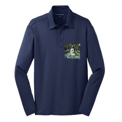 American Eskimo Alligator Fight Silk Touch Performance Long Sleeve Polo