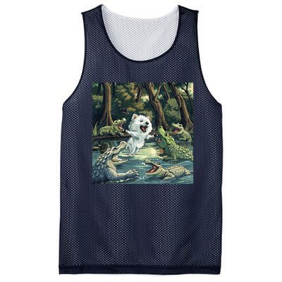 American Eskimo Alligator Fight Mesh Reversible Basketball Jersey Tank