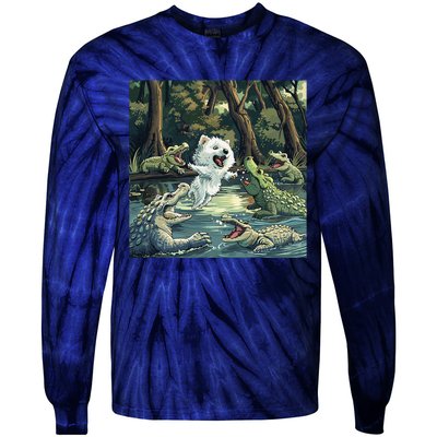 American Eskimo Alligator Fight Tie-Dye Long Sleeve Shirt