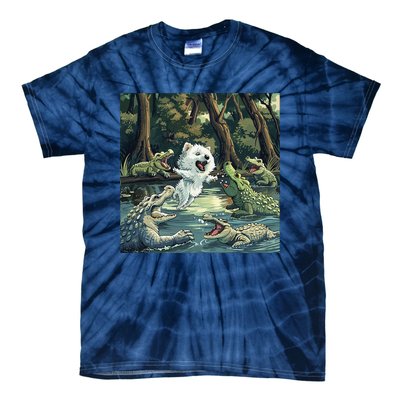 American Eskimo Alligator Fight Tie-Dye T-Shirt