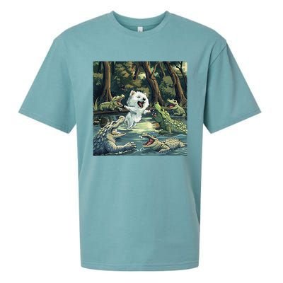 American Eskimo Alligator Fight Sueded Cloud Jersey T-Shirt