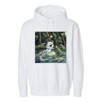 American Eskimo Alligator Fight Garment-Dyed Fleece Hoodie