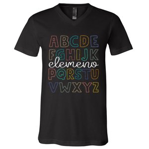 ABC Elemeno Alphabet Kindergarten Teachers Back to School V-Neck T-Shirt