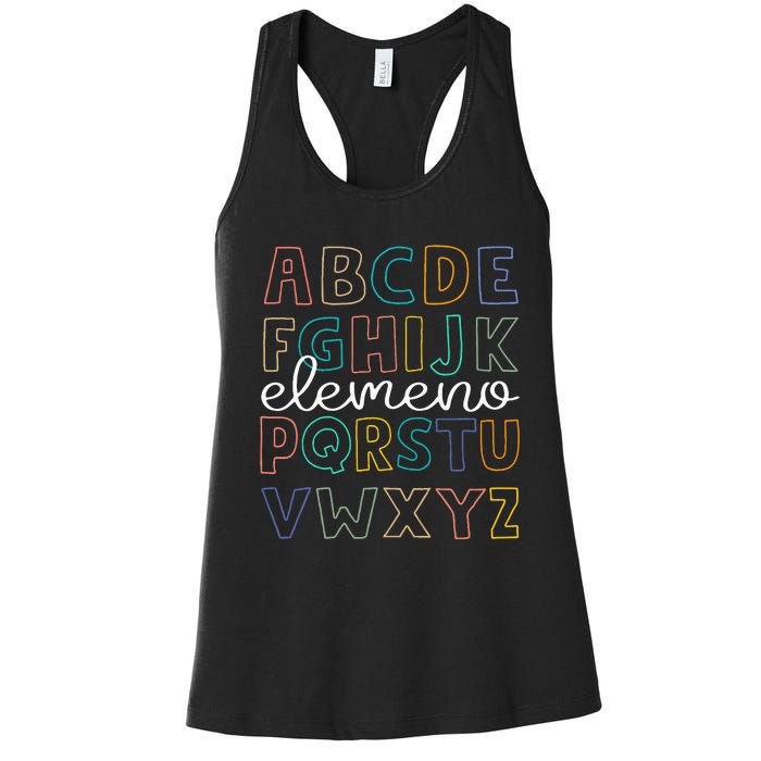 ABC Elemeno Alphabet Kindergarten Teachers Back to School Women's Racerback Tank