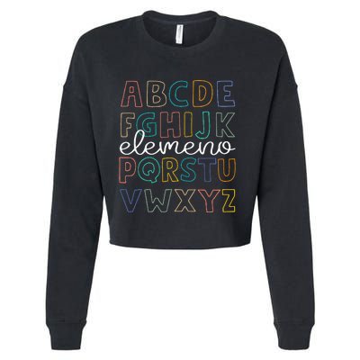 ABC Elemeno Alphabet Kindergarten Teachers Back to School Cropped Pullover Crew