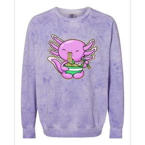 Axolotl Eating A Bowl Of Ramen Anime Funny Cute Colorblast Crewneck Sweatshirt