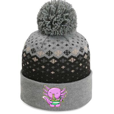 Axolotl Eating A Bowl Of Ramen Anime Funny Cute The Baniff Cuffed Pom Beanie