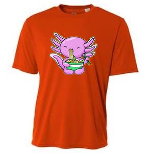 Axolotl Eating A Bowl Of Ramen Anime Funny Cute Cooling Performance Crew T-Shirt