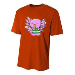 Axolotl Eating A Bowl Of Ramen Anime Funny Cute Performance Sprint T-Shirt