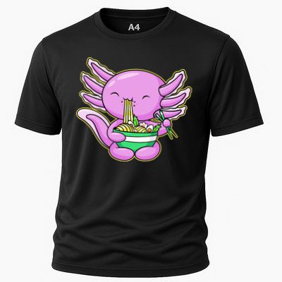 Axolotl Eating A Bowl Of Ramen Anime Funny Cute Performance Shirt