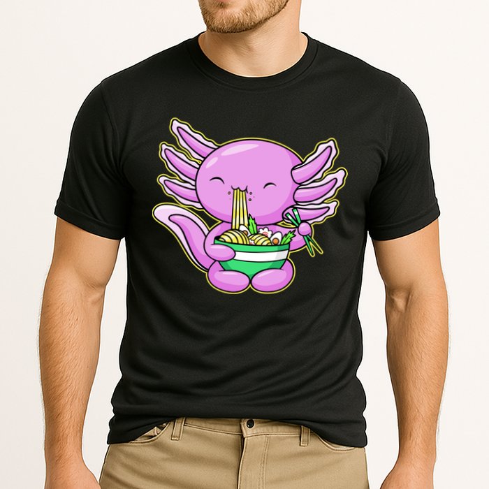 Axolotl Eating A Bowl Of Ramen Anime Funny Cute Cooling Performance Crew T-Shirt