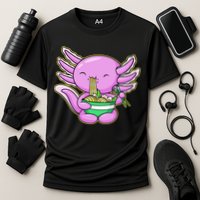 Axolotl Eating A Bowl Of Ramen Anime Funny Cute Cooling Performance Crew T-Shirt