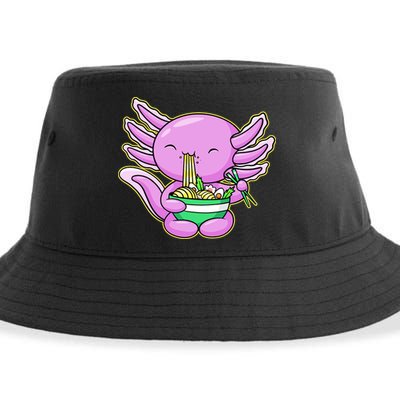 Axolotl Eating A Bowl Of Ramen Anime Funny Cute Sustainable Bucket Hat