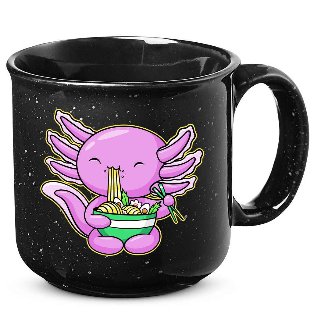 Axolotl Eating A Bowl Of Ramen Anime Funny Cute 15oz Campfire Ceramic Mug