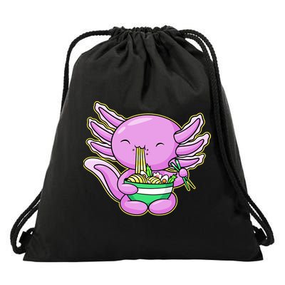 Axolotl Eating A Bowl Of Ramen Anime Funny Cute Drawstring Bag