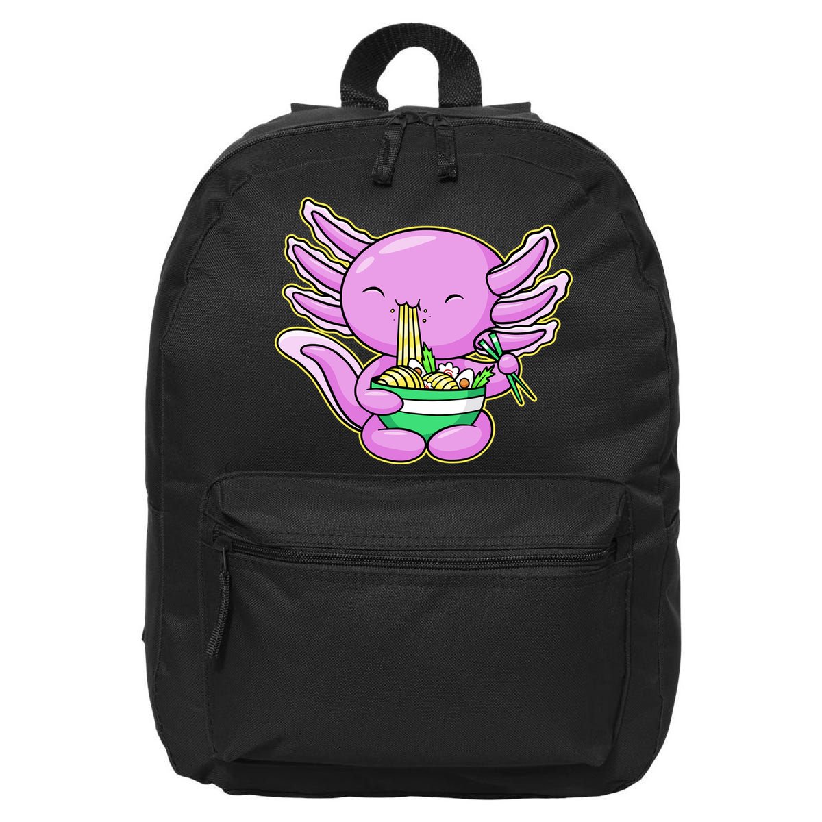 Axolotl Eating A Bowl Of Ramen Anime Funny Cute 16 in Basic Backpack