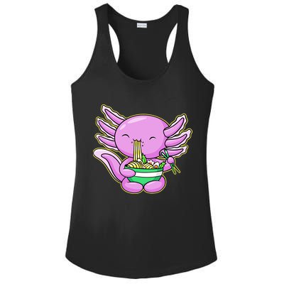 Axolotl Eating A Bowl Of Ramen Anime Funny Cute Ladies PosiCharge Competitor Racerback Tank