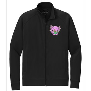 Axolotl Eating A Bowl Of Ramen Anime Funny Cute Stretch Full-Zip Cadet Jacket