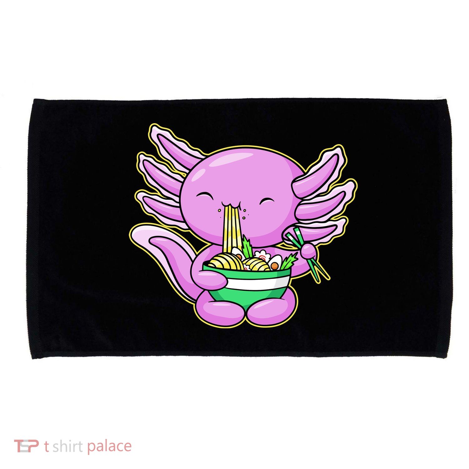 Axolotl Eating A Bowl Of Ramen Anime Funny Cute Microfiber Hand Towel