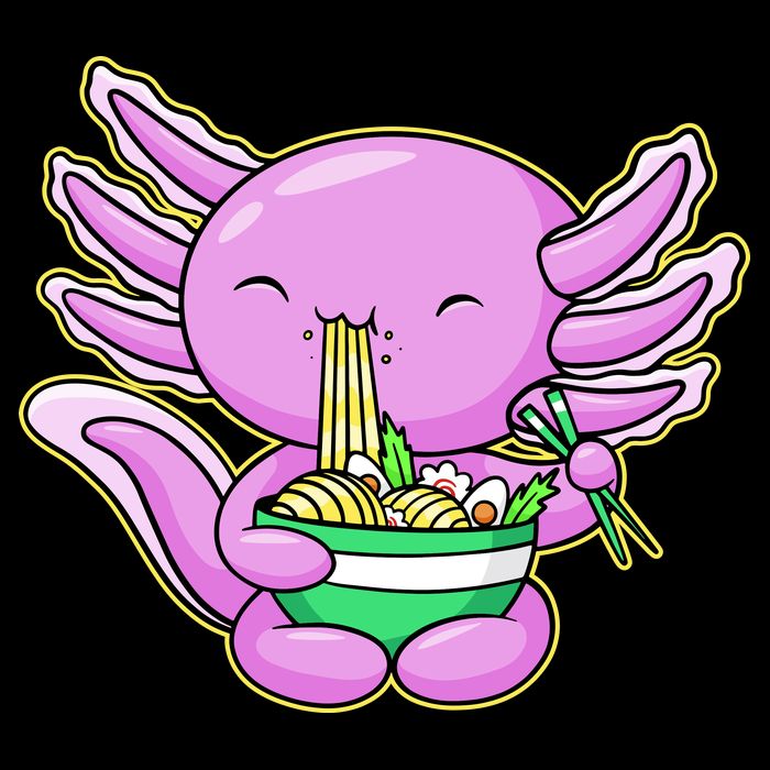 Axolotl Eating A Bowl Of Ramen Anime Funny Cute Kids Sweatshirt