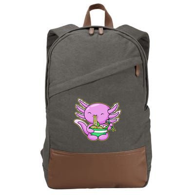 Axolotl Eating A Bowl Of Ramen Anime Funny Cute Cotton Canvas Backpack