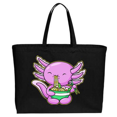 Axolotl Eating A Bowl Of Ramen Anime Funny Cute Cotton Canvas Jumbo Tote