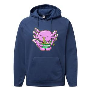 Axolotl Eating A Bowl Of Ramen Anime Funny Cute Performance Fleece Hoodie