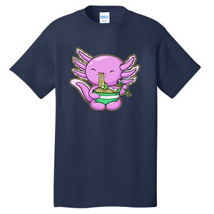 Axolotl Eating A Bowl Of Ramen Anime Funny Cute Tall T-Shirt