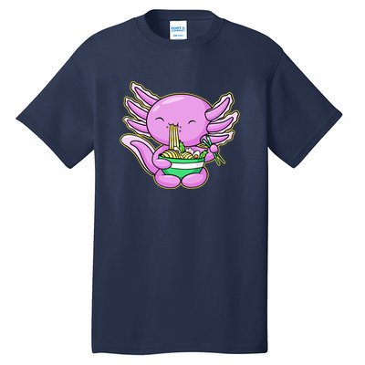 Axolotl Eating A Bowl Of Ramen Anime Funny Cute Tall T-Shirt