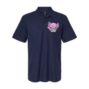 Axolotl Eating A Bowl Of Ramen Anime Funny Cute Softstyle Adult Sport Polo