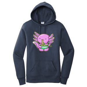 Axolotl Eating A Bowl Of Ramen Anime Funny Cute Women's Pullover Hoodie