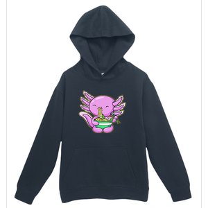 Axolotl Eating A Bowl Of Ramen Anime Funny Cute Urban Pullover Hoodie