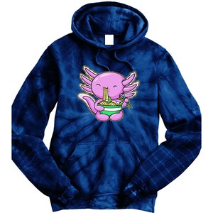 Axolotl Eating A Bowl Of Ramen Anime Funny Cute Tie Dye Hoodie