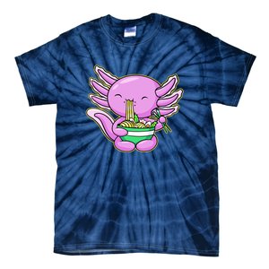 Axolotl Eating A Bowl Of Ramen Anime Funny Cute Tie-Dye T-Shirt