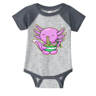 Axolotl Eating A Bowl Of Ramen Anime Funny Cute Infant Baby Jersey Bodysuit