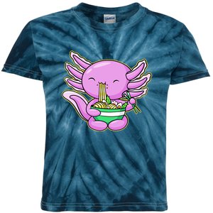 Axolotl Eating A Bowl Of Ramen Anime Funny Cute Kids Tie-Dye T-Shirt