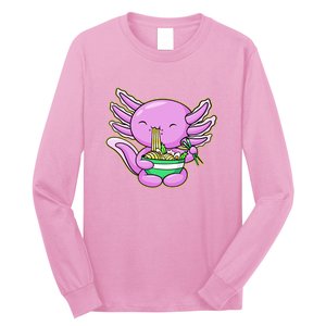 Axolotl Eating A Bowl Of Ramen Anime Funny Cute Long Sleeve Shirt