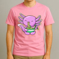 Axolotl Eating A Bowl Of Ramen Anime Funny Cute T-Shirt