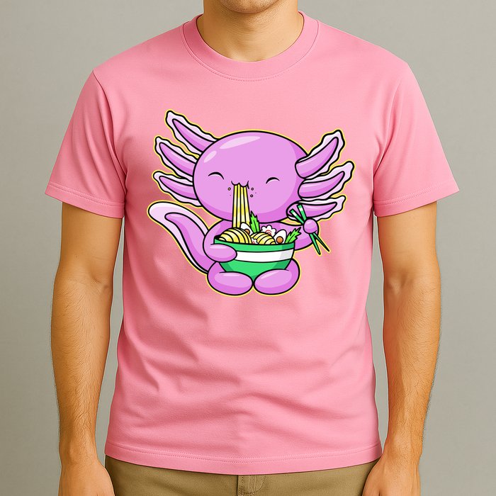 Axolotl Eating A Bowl Of Ramen Anime Funny Cute T-Shirt