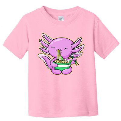 Axolotl Eating A Bowl Of Ramen Anime Funny Cute Toddler T-Shirt