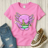 Axolotl Eating A Bowl Of Ramen Anime Funny Cute Women's T-Shirt