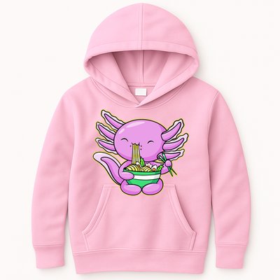 Axolotl Eating A Bowl Of Ramen Anime Funny Cute Kids Hoodie