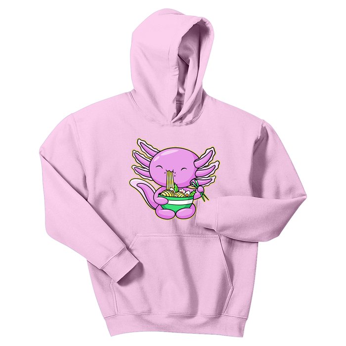 Axolotl Eating A Bowl Of Ramen Anime Funny Cute Kids Hoodie