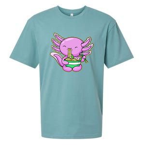 Axolotl Eating A Bowl Of Ramen Anime Funny Cute Sueded Cloud Jersey T-Shirt