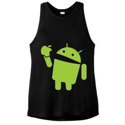 Android Eats Apple Funny Nerd Computer Ladies PosiCharge Tri-Blend Wicking Tank
