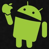 Android Eats Apple Funny Nerd Computer Ladies PosiCharge Tri-Blend Wicking Tank