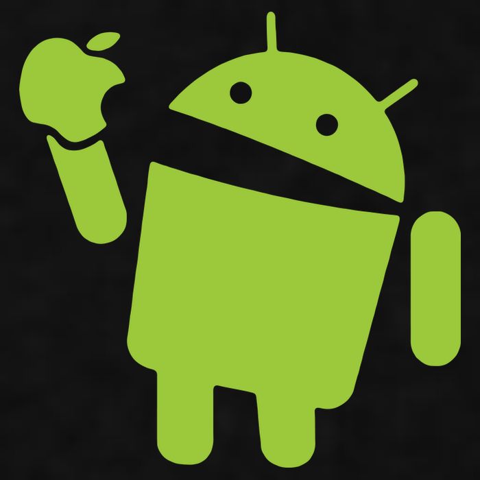 Android Eats Apple Funny Nerd Computer Ladies PosiCharge Tri-Blend Wicking Tank